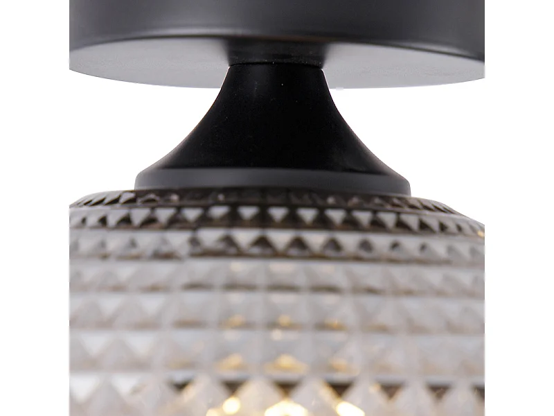Plafonnier Art Déco noir avec verre fumé - Sphere