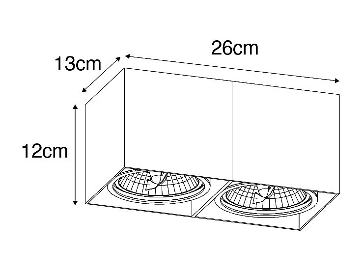 Spot design avec AR111 rectangulaire 2 lumières - Box