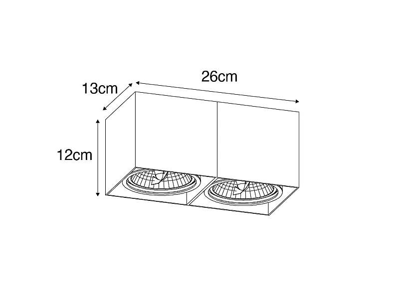 Spot design avec AR111 rectangulaire 2 lumières - Box