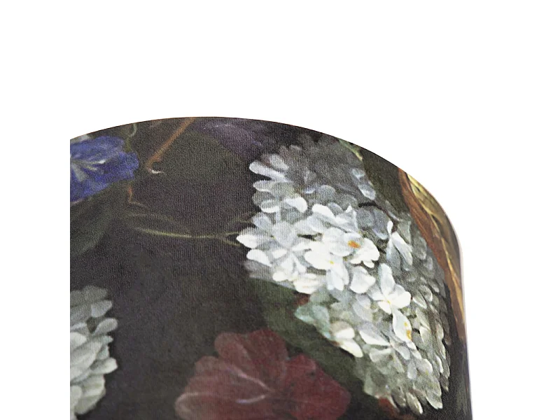 Plafonnier avec abat-jour en velours à fleurs avec or 25 cm - Combi noir