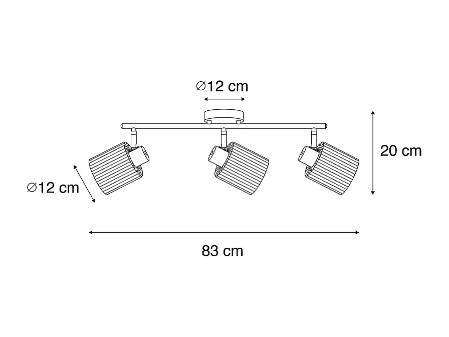 Plafonnier spot doré avec verre 3 lumières orientables - Laura