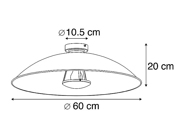 Plafonnier vintage noir avec or 60 cm - Emilienne