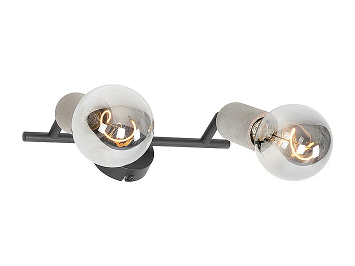 Spot industriel noir avec béton 2 lumières - Pedra