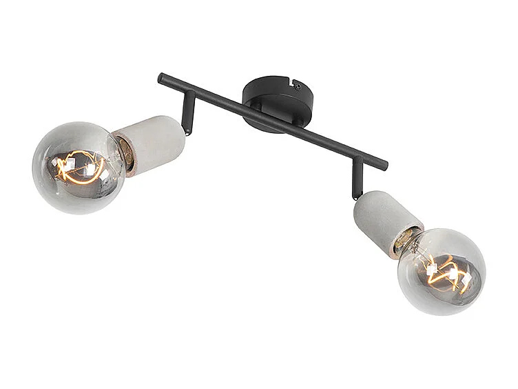 Spot industriel noir avec béton 2 lumières - Pedra