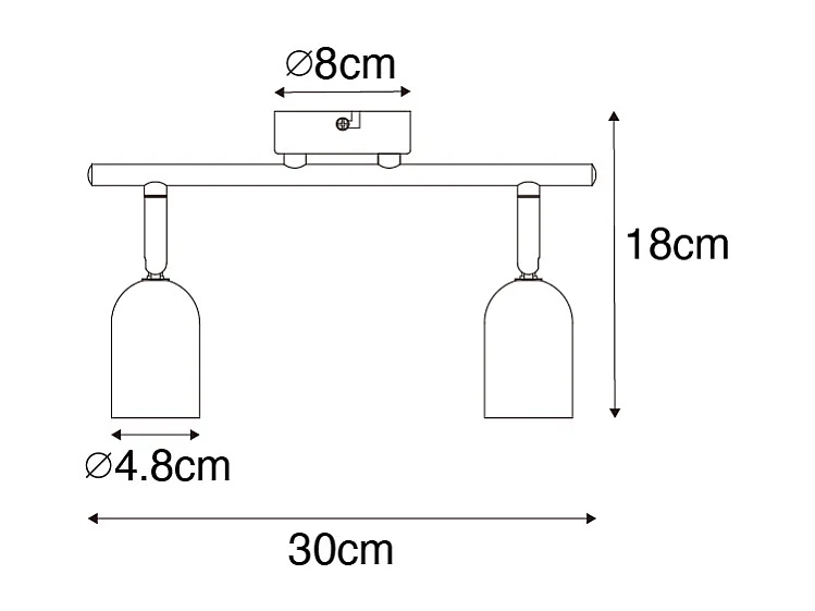 Spot industriel noir avec béton 2 lumières - Pedra