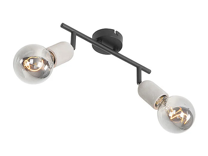 Spot industriel noir avec béton 2 lumières - Pedra