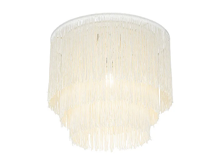 Plafonnier oriental abat-jour crème or à franges - Franxa