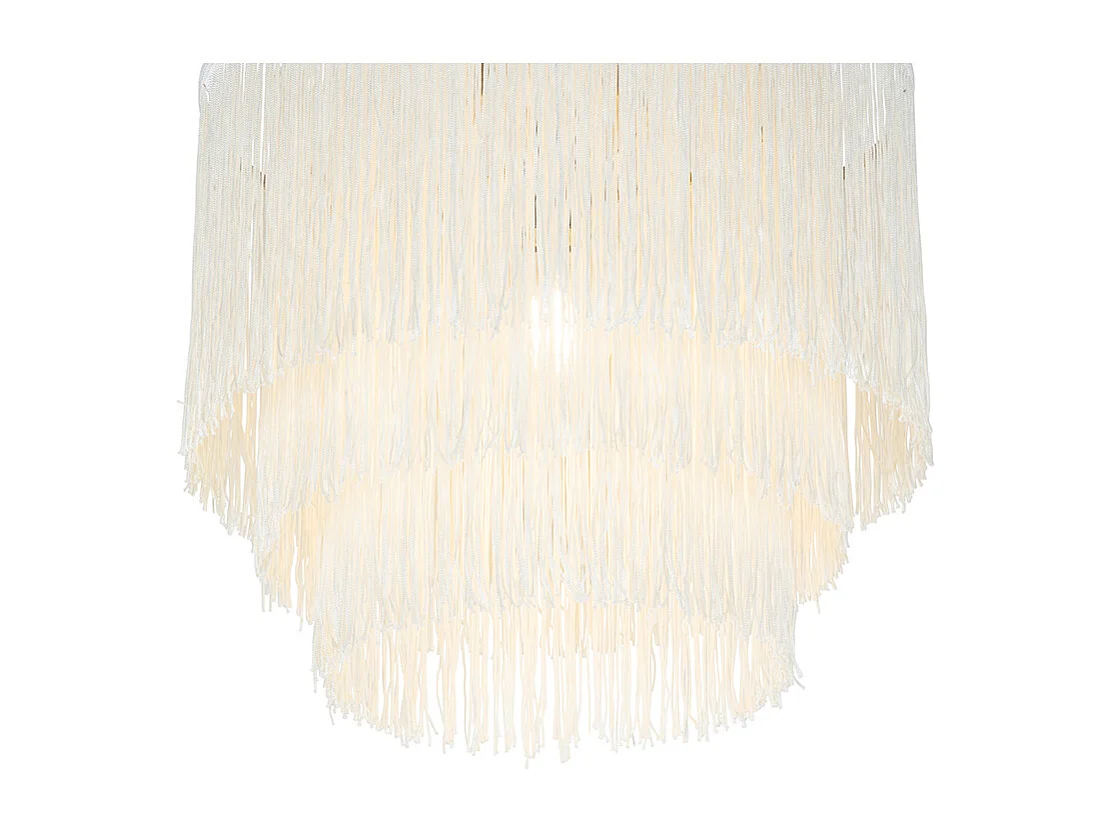 Plafonnier oriental abat-jour crème or à franges - Franxa