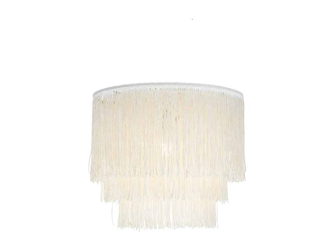 Plafonnier oriental abat-jour crème or à franges - Franxa