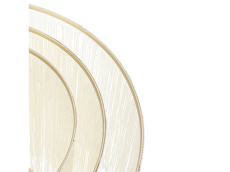 Plafonnier oriental doré avec abat-jour crème à franges - Franxa