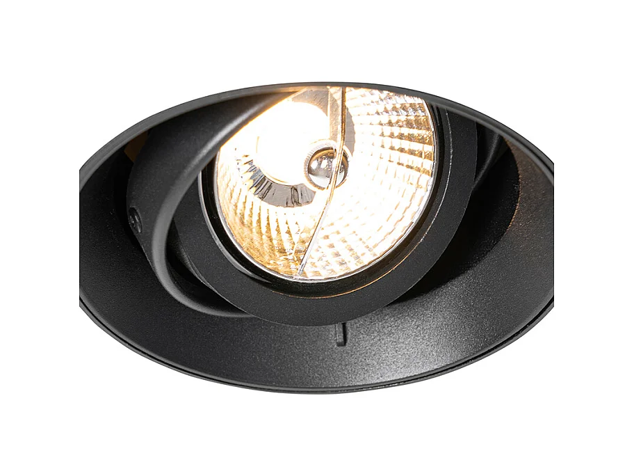 Spot encastré moderne noir GU10 AR70 rond sans bordure - Oneon