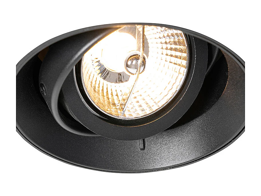 Spot encastré moderne noir GU10 AR70 rond sans bordure - Oneon
