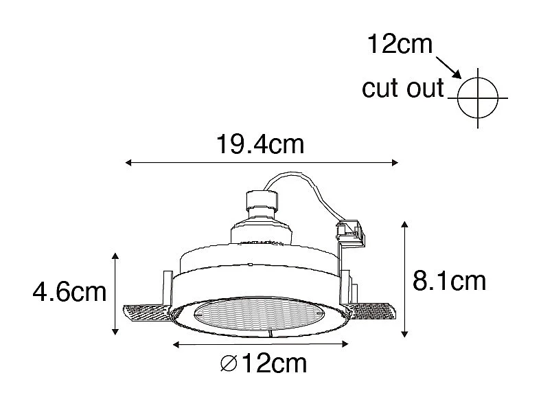 Spot encastré moderne noir GU10 AR70 rond sans bordure - Oneon