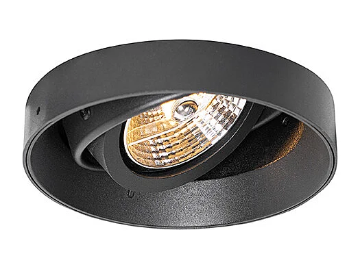Spot encastré moderne noir GU10 AR70 rond sans bordure - Oneon