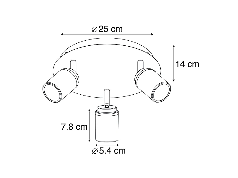 Spot de salle de bain moderne en acier 3 lumières IP44 - Ducha