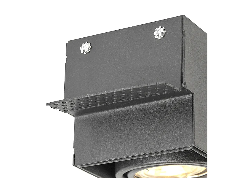 Spot encastré noir GU10 orientable et inclinable à variateur d’intensité sans cadre 2 lumières - Oneon