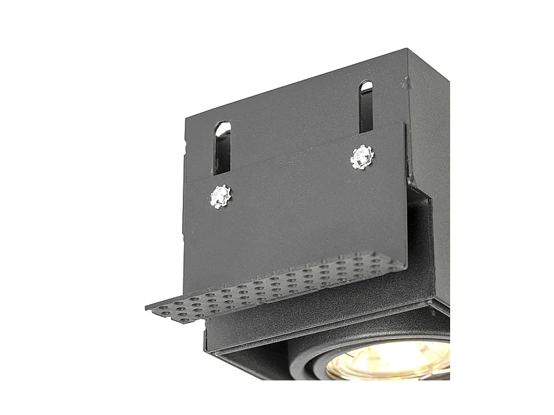 Spot encastré noir GU10 orientable et inclinable à variateur d’intensité sans cadre 2 lumières - Oneon