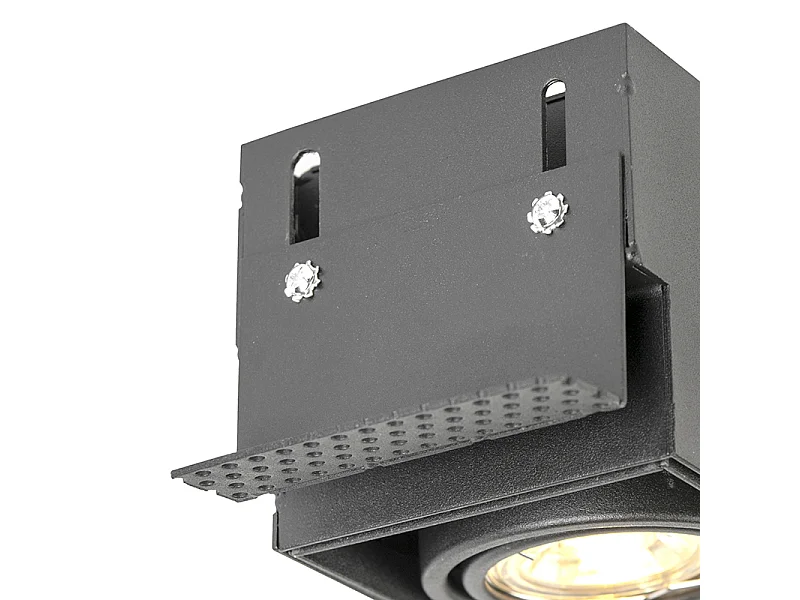 Spot encastré noir GU10 orientable et inclinable à variateur d’intensité sans cadre 2 lumières - Oneon