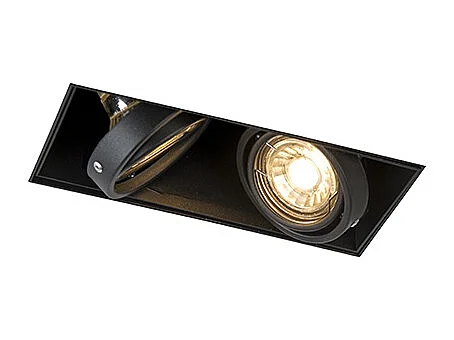 Spot encastré noir GU10 orientable et inclinable à variateur d’intensité sans cadre 2 lumières - Oneon