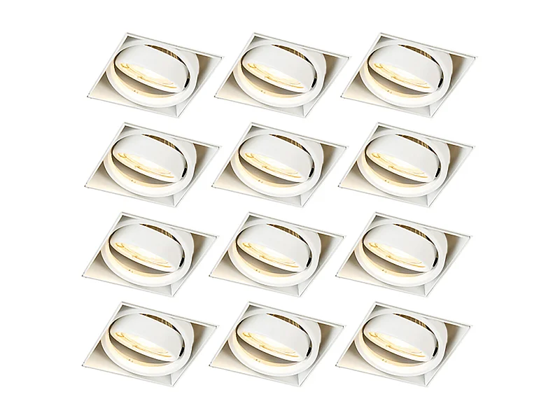 Lot de 12 spots encastrés blancs GU10 orientables sans cadre - Oneon