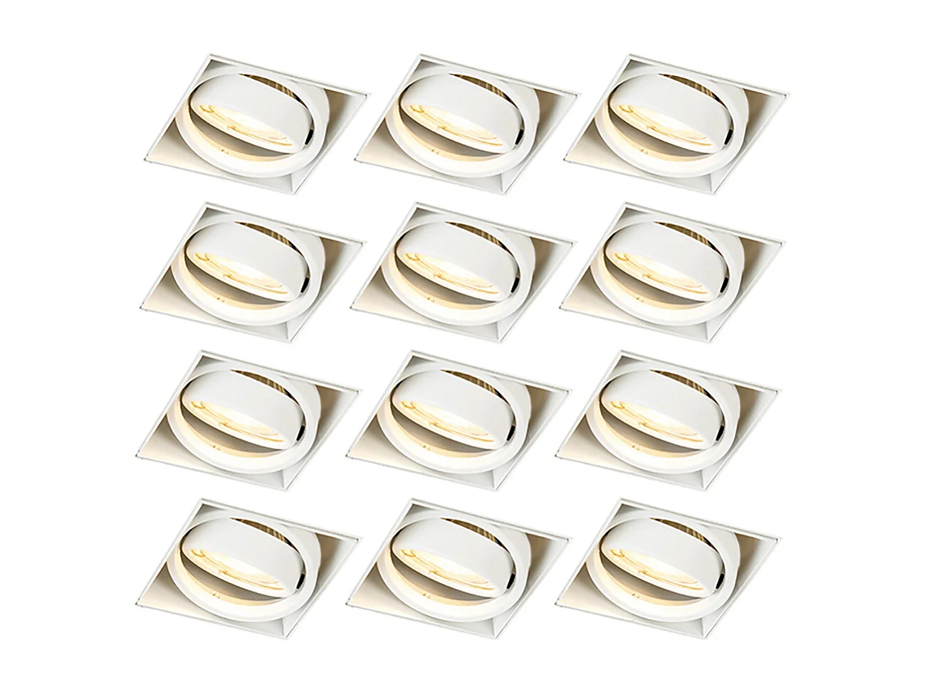 Lot de 12 spots encastrés blancs GU10 orientables sans cadre - Oneon