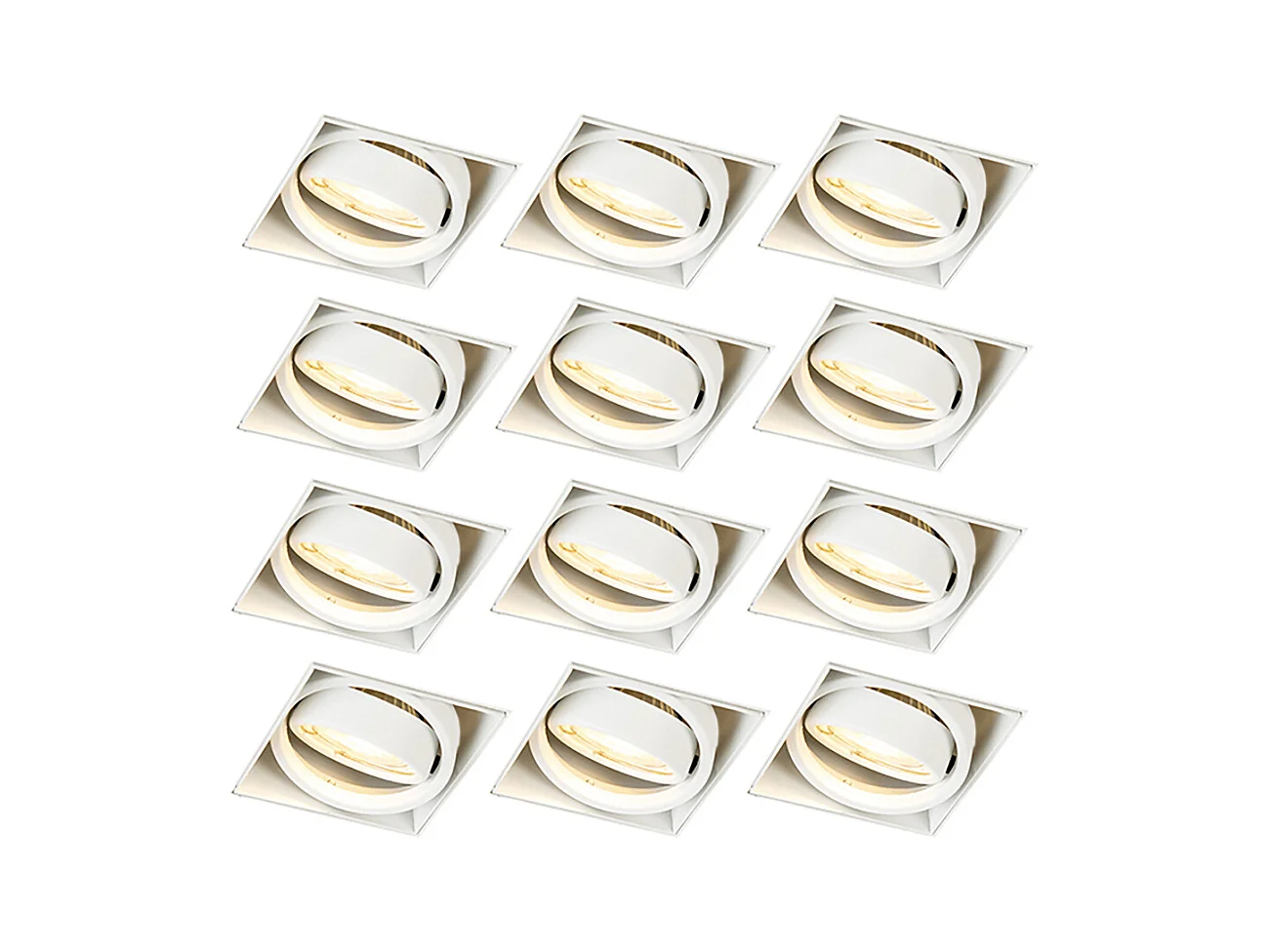 Lot de 12 spots encastrés blancs GU10 orientables sans cadre - Oneon