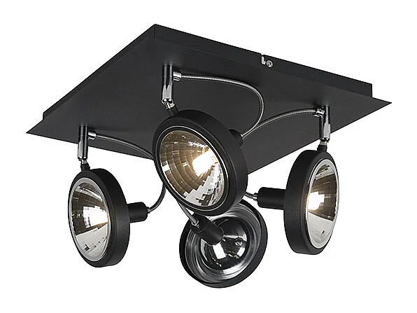 Spot design noir 4 lumières réglable - Nox