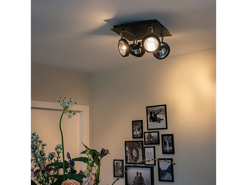 Spot design noir 4 lumières orientables - Nox