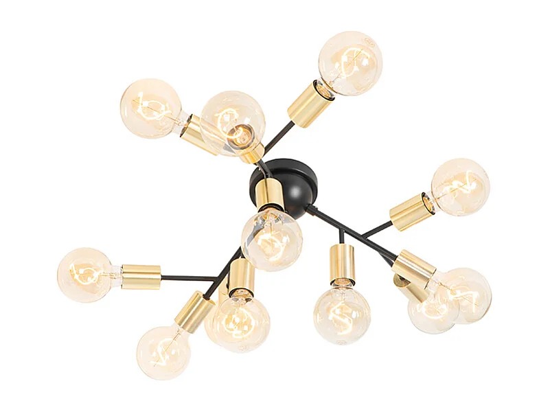 Plafonnier design noir et doré 12 lumières - Juul