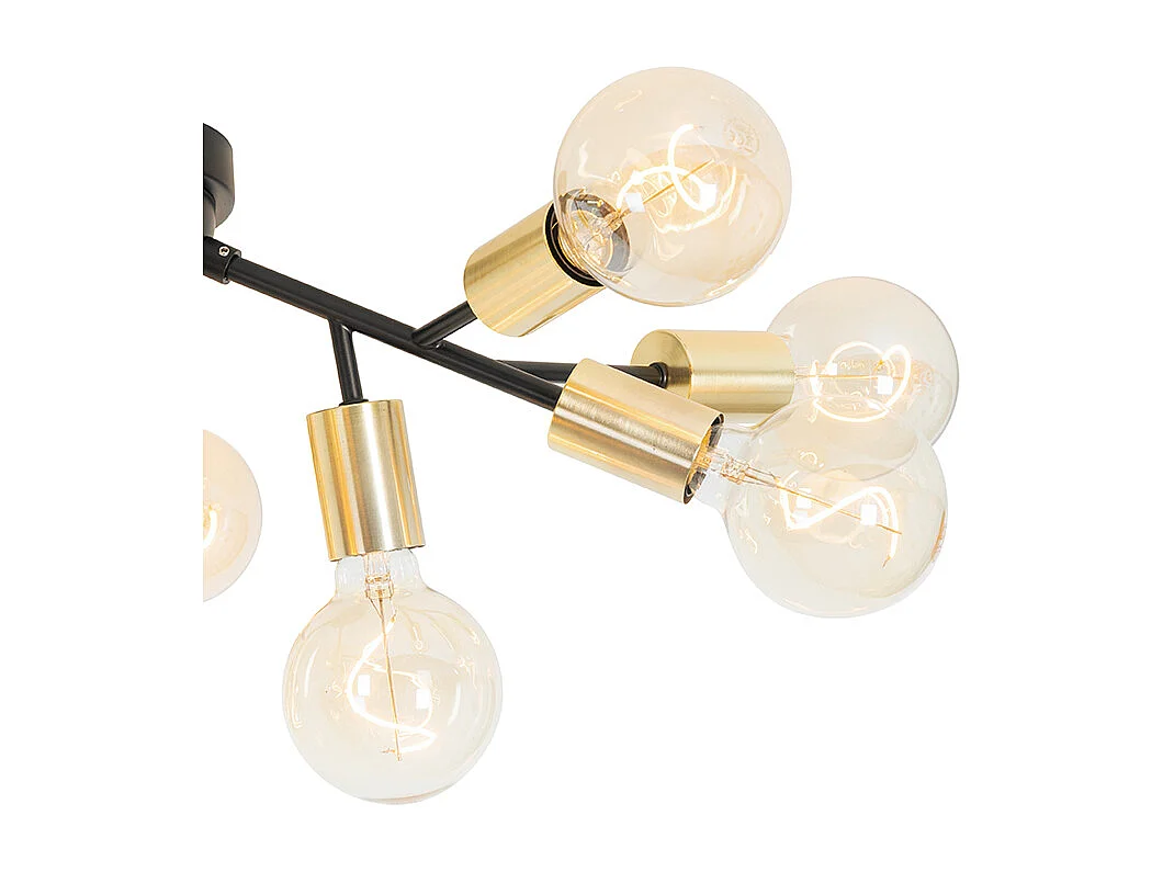 Plafonnier design noir avec or 12 lumières - Juul