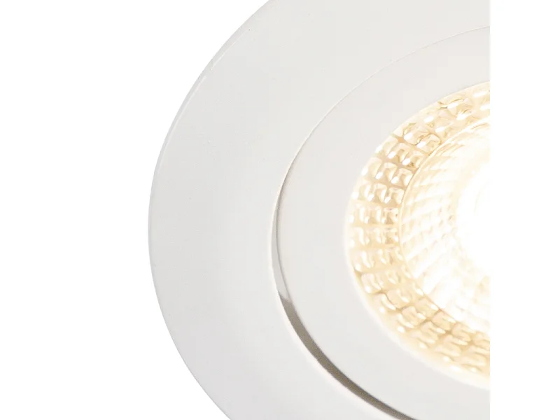 Lot de 5 spots encastrés blancs avec LED à 3 niveaux de luminosité - Mio