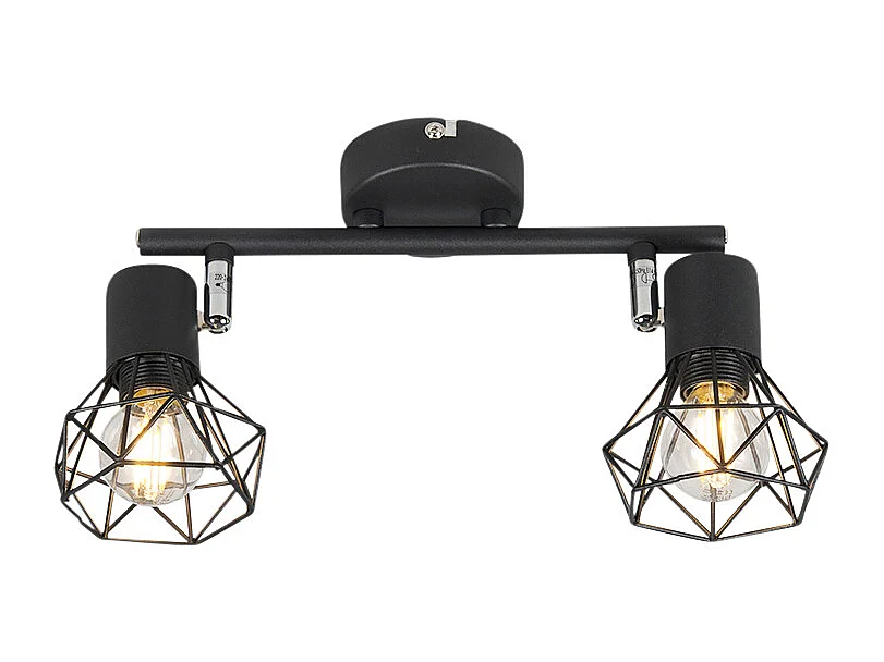Spot orientable Art déco noir 2 lumières - Mosh 2