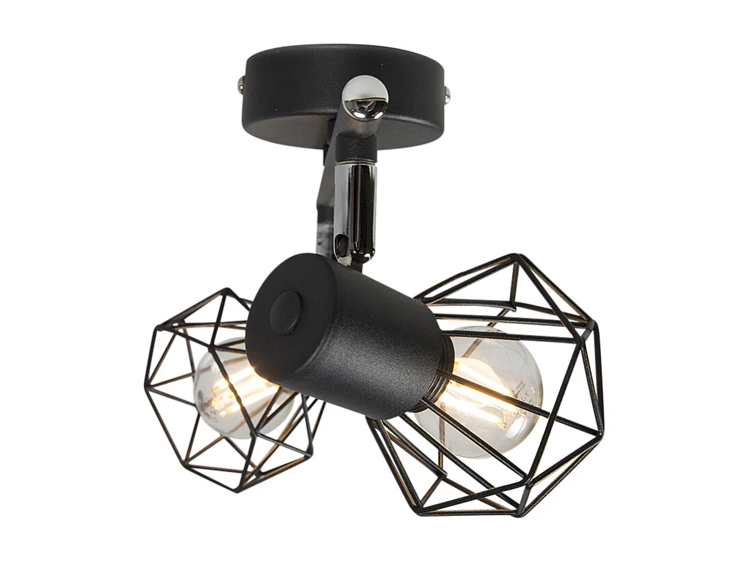 Spot orientable Art déco noir 2 lumières - Mosh 2