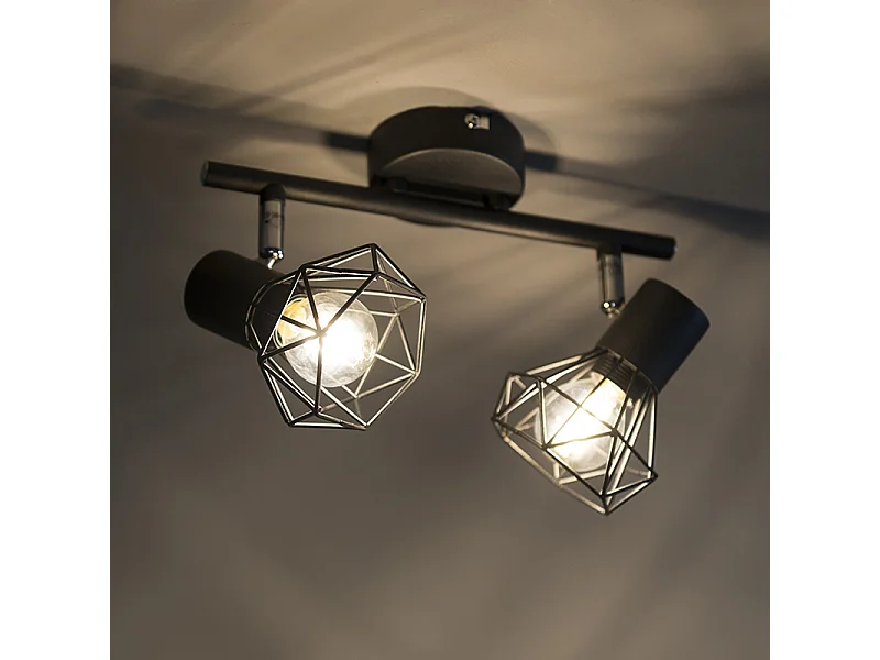 Spot orientable Art déco noir 2 lumières - Mosh 2