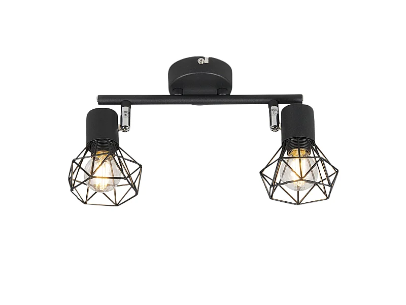 Spot orientable Art déco noir 2 lumières - Mosh 2