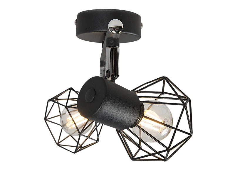 Spot orientable Art déco noir 2 lumières - Mosh 2