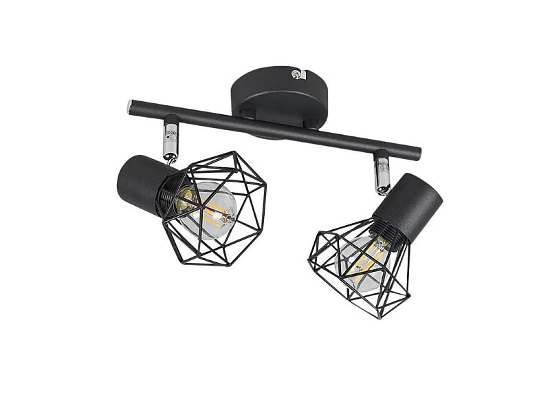 Spot orientable Art déco noir 2 lumières - Mosh 2