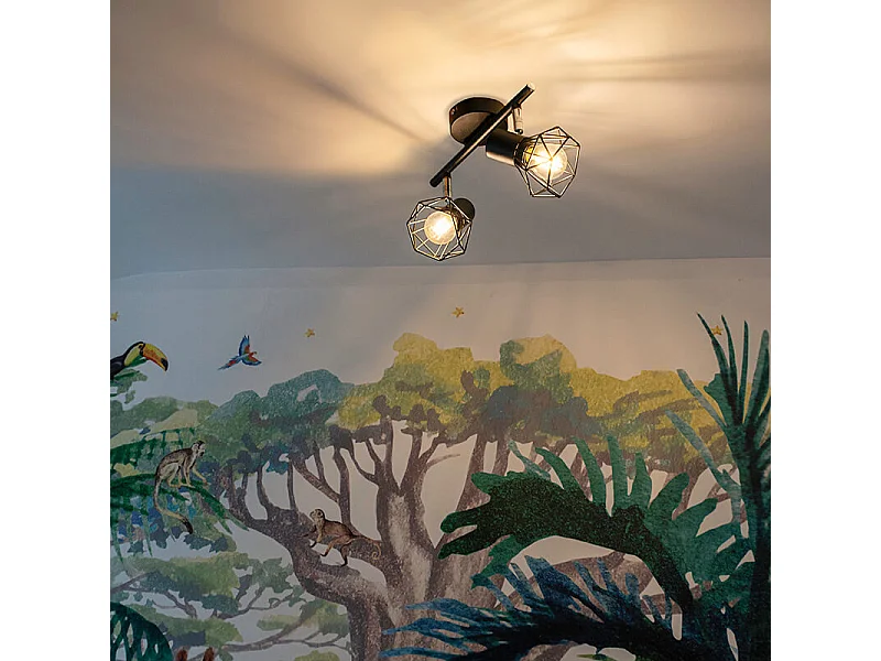 Spot orientable Art déco noir 2 lumières - Mosh 2