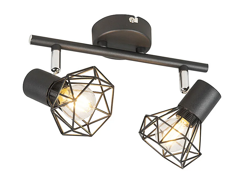 Spot orientable Art déco noir 2 lumières - Mosh 2