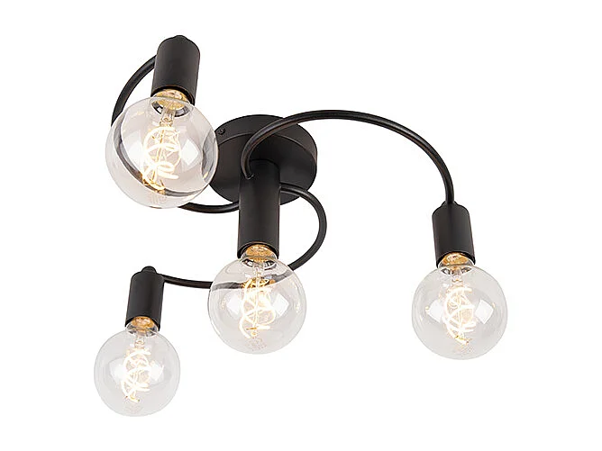 Plafonnier Art Déco noir 4 lumières - Facil
