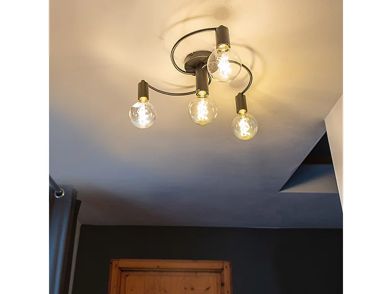 Plafonnier art déco noir 4 lumières - Facil