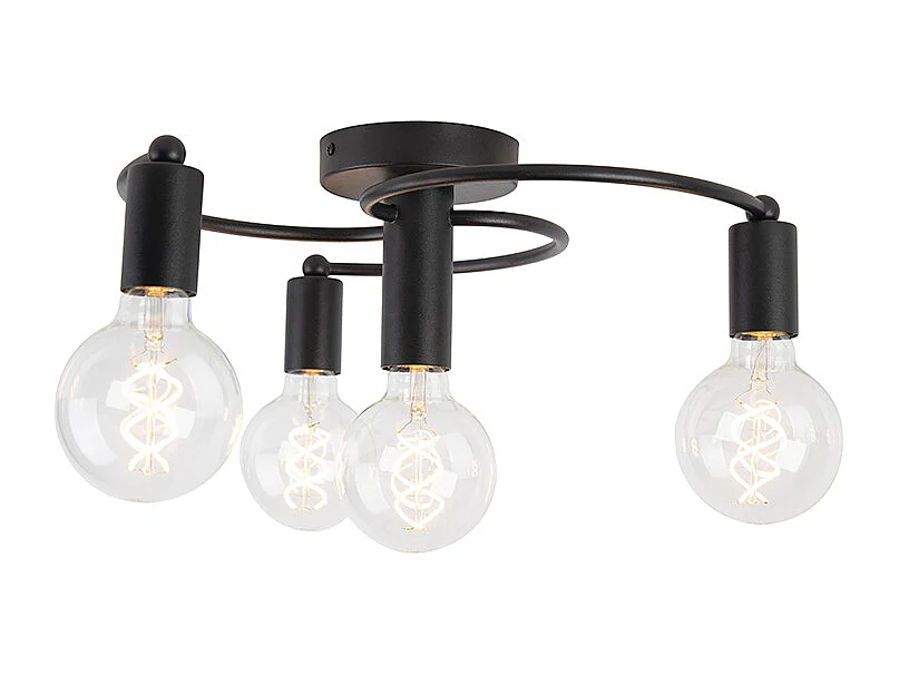 Plafonnier art déco noir 4 lumières - Facil