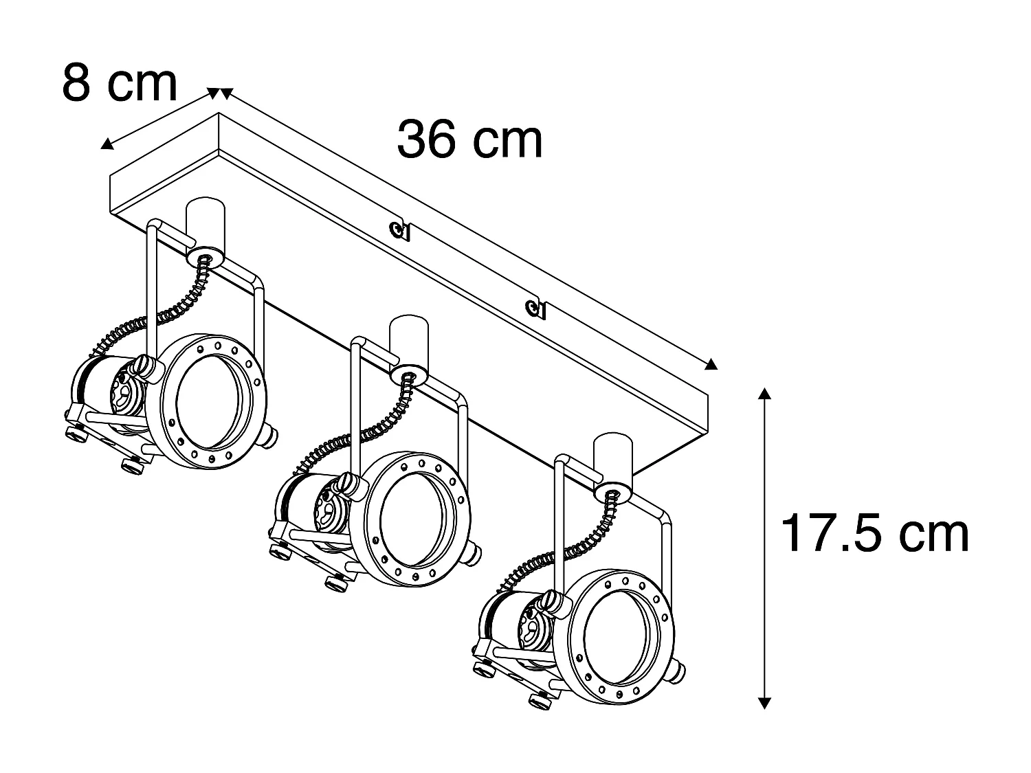 Spot industriel acier 3 lumières pivotant et basculant - Suplux