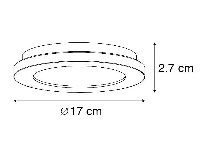Plafonnier blanc 17 cm avec LED dimmable en 3 étapes IP44 - Steve