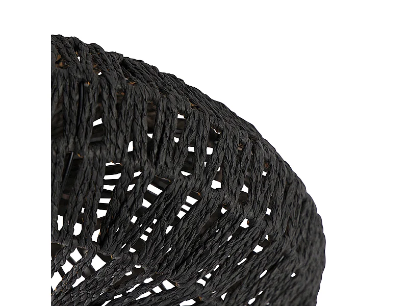 Plafonnier rétro noir corde 50cm - Lina