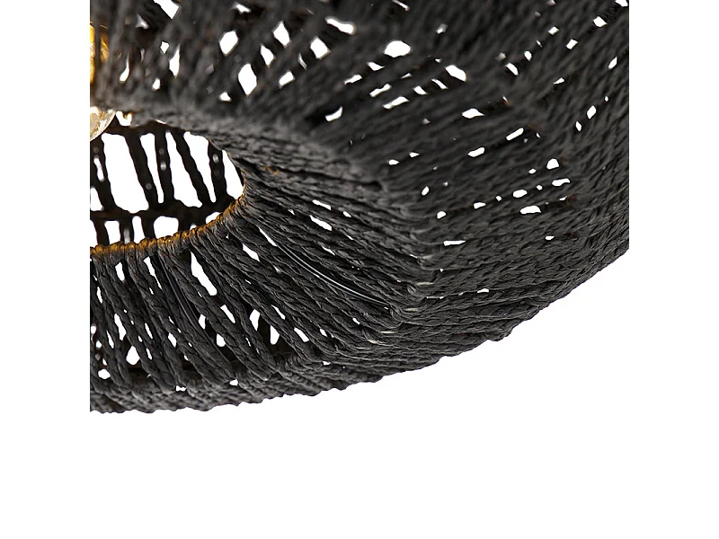 Plafonnier rétro noir corde 50cm - Lina