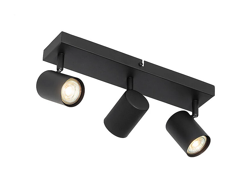 Plafonnier moderne noir 3 lumières orientable rectangulaire - JEANA