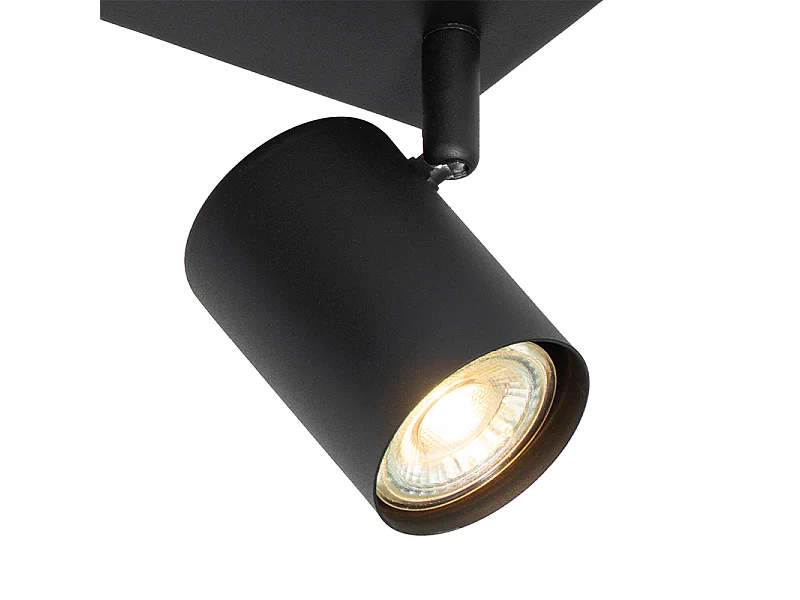 Plafonnier moderne noir 3 lumières orientable rectangulaire - JEANA