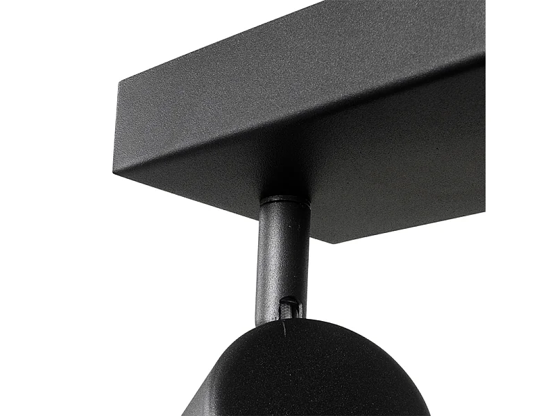 Plafonnier moderne noir 3 lumières orientable rectangulaire - JEANA