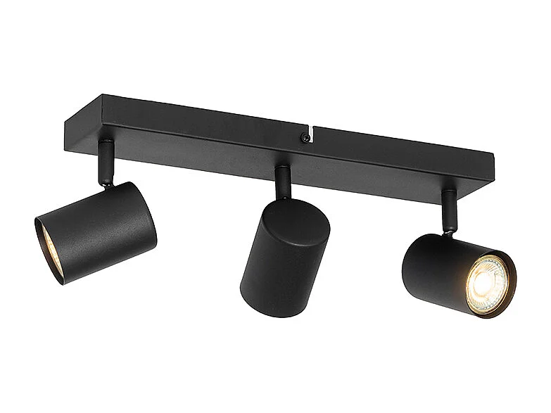 Plafonnier moderne noir 3 lumières orientable rectangulaire - JEANA